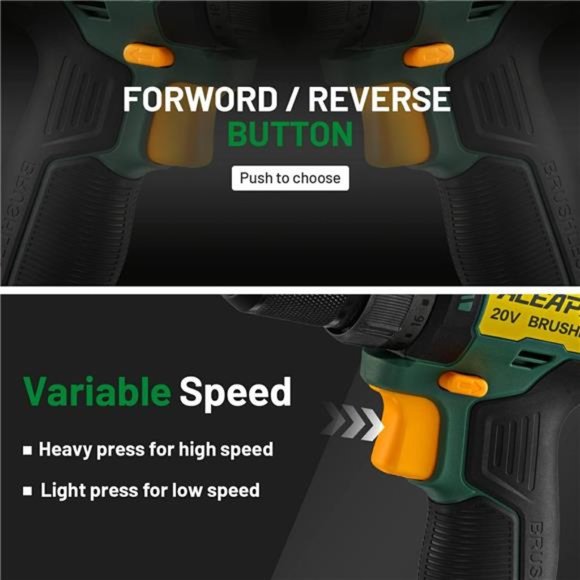 Cordless Brushless Drill, 20V Drill Driver Kit, 38 Pcs Drill/Driver Bits - Picture 5 of 6